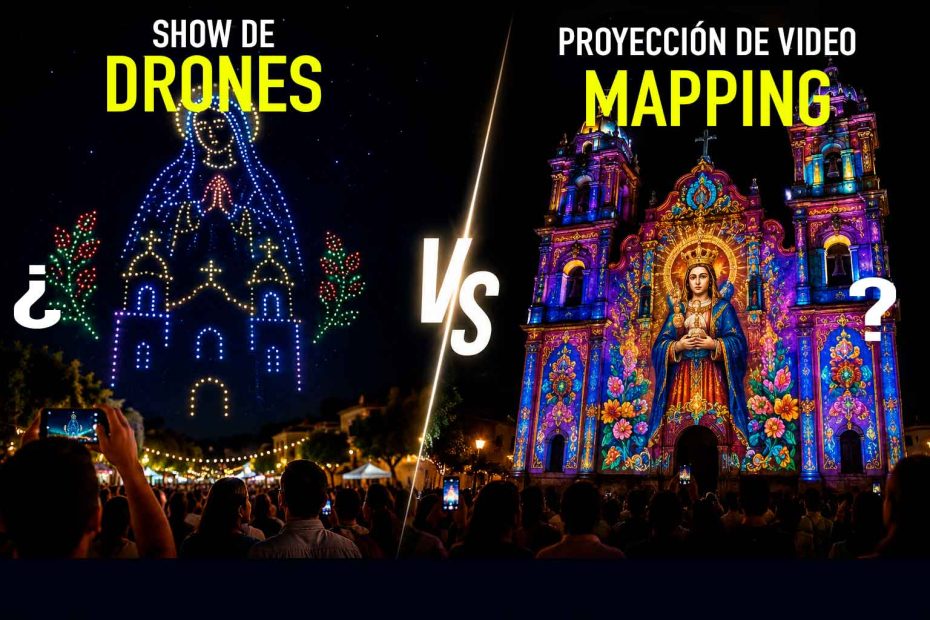 Show de Drones o Proyeccion de Video Mapping, Video Mapping para Templos